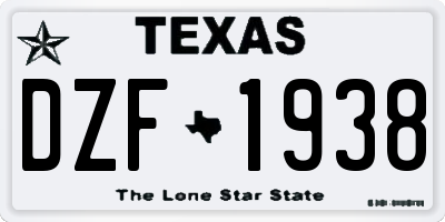 TX license plate DZF1938