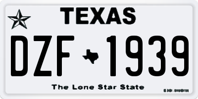 TX license plate DZF1939