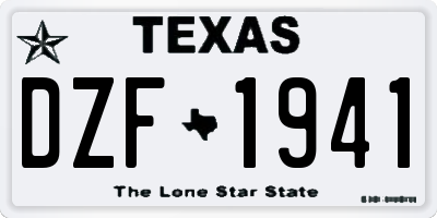 TX license plate DZF1941
