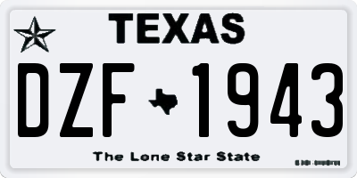 TX license plate DZF1943