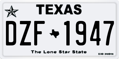 TX license plate DZF1947