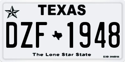 TX license plate DZF1948