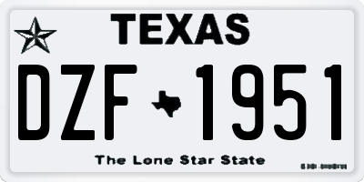 TX license plate DZF1951