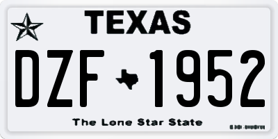 TX license plate DZF1952