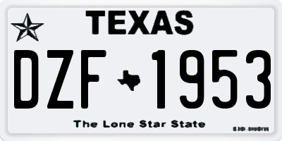 TX license plate DZF1953