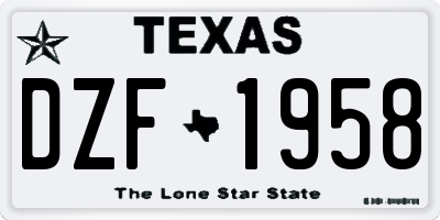 TX license plate DZF1958