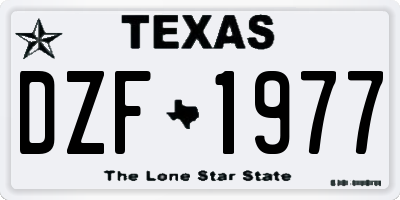 TX license plate DZF1977