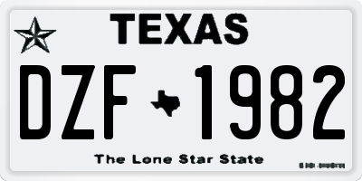 TX license plate DZF1982