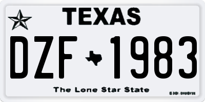 TX license plate DZF1983