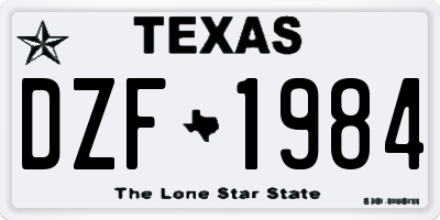 TX license plate DZF1984