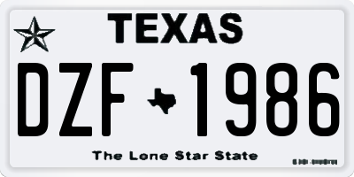 TX license plate DZF1986