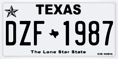 TX license plate DZF1987