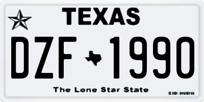 TX license plate DZF1990