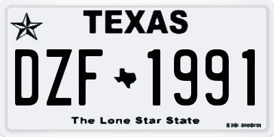 TX license plate DZF1991