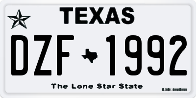 TX license plate DZF1992