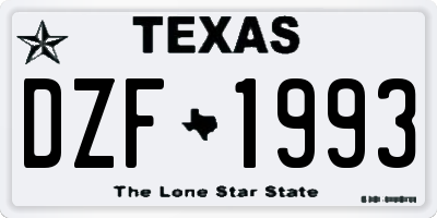 TX license plate DZF1993