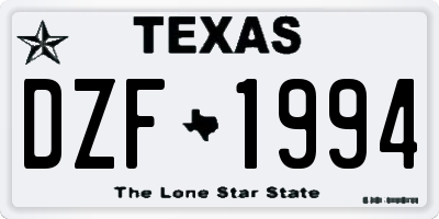 TX license plate DZF1994