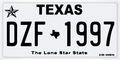 TX license plate DZF1997