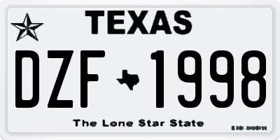 TX license plate DZF1998