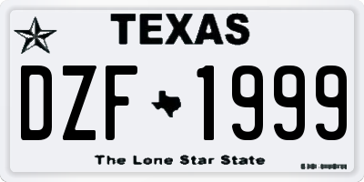 TX license plate DZF1999