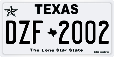 TX license plate DZF2002