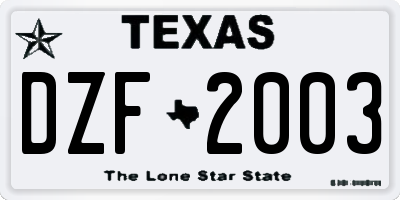 TX license plate DZF2003