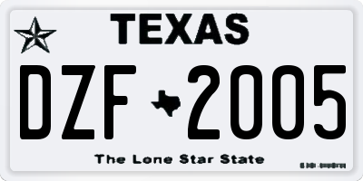 TX license plate DZF2005