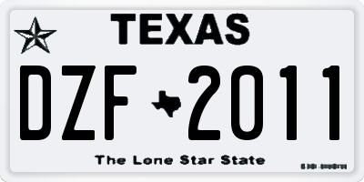 TX license plate DZF2011