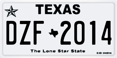 TX license plate DZF2014