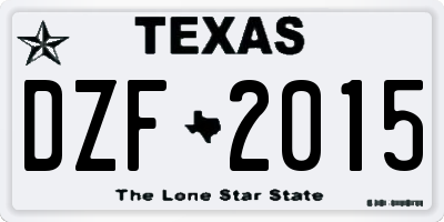 TX license plate DZF2015