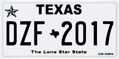 TX license plate DZF2017