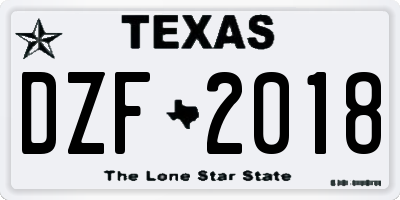 TX license plate DZF2018