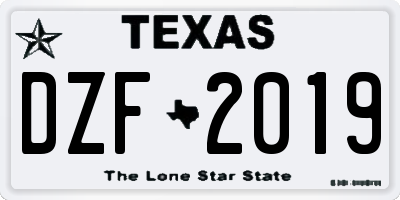 TX license plate DZF2019