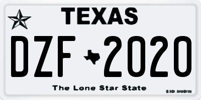 TX license plate DZF2020