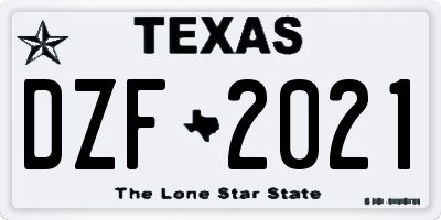 TX license plate DZF2021