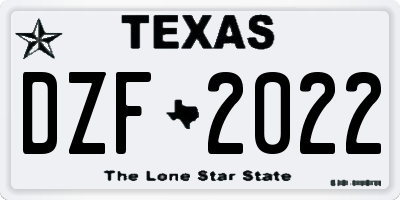 TX license plate DZF2022