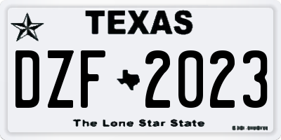 TX license plate DZF2023