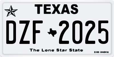 TX license plate DZF2025