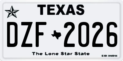 TX license plate DZF2026
