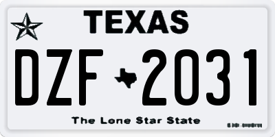 TX license plate DZF2031
