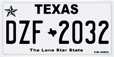 TX license plate DZF2032