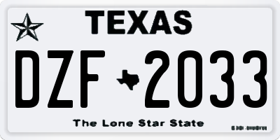 TX license plate DZF2033
