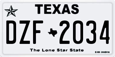 TX license plate DZF2034