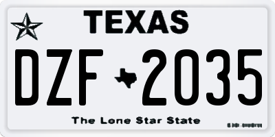 TX license plate DZF2035