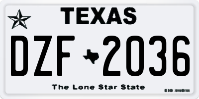 TX license plate DZF2036