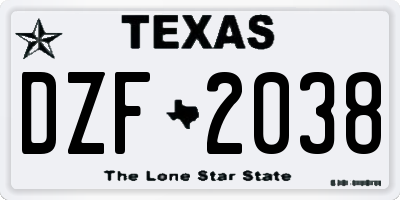 TX license plate DZF2038