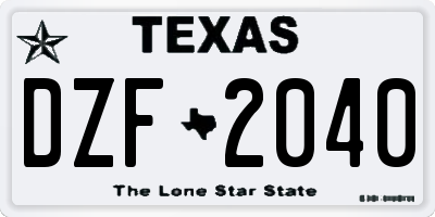 TX license plate DZF2040