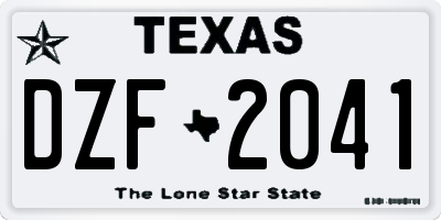 TX license plate DZF2041