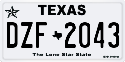 TX license plate DZF2043