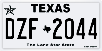 TX license plate DZF2044